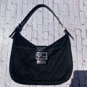 Fendi Black Shoulder Bag with Silver Buckle